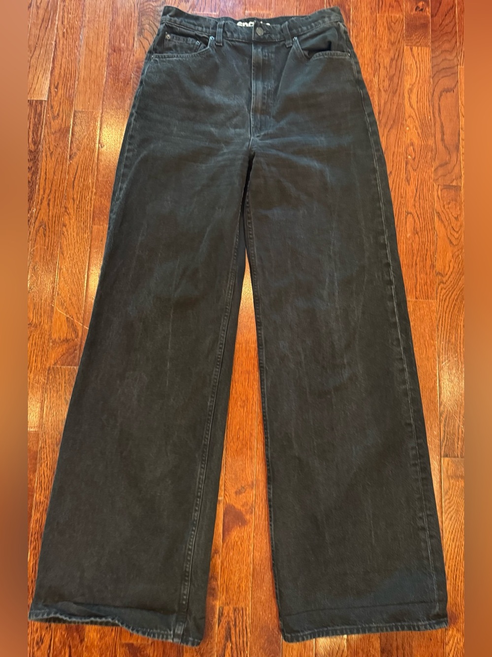 Mother Snacks Wide Leg Black Denim Jeans High Rise 90s Revival Streetwear Sz 29